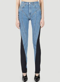 Structured Contrast Panel Jeans