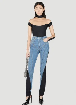 Structured Contrast Panel Jeans