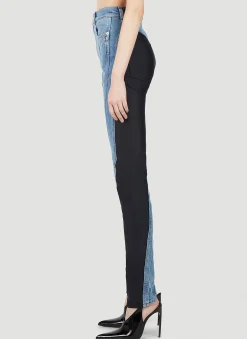 Structured Contrast Panel Jeans