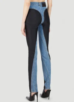 Structured Contrast Panel Jeans
