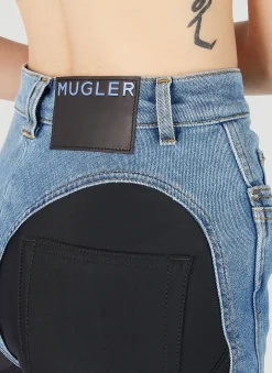 Structured Contrast Panel Jeans