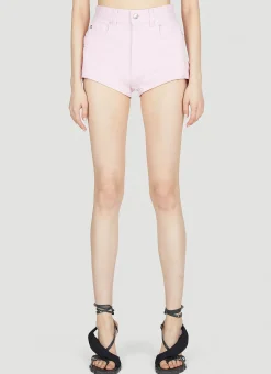 Structured Contrast Panel Denim Shorts