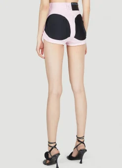 Structured Contrast Panel Denim Shorts