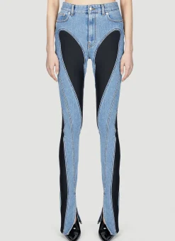 Structured Contrast Panel Jeans