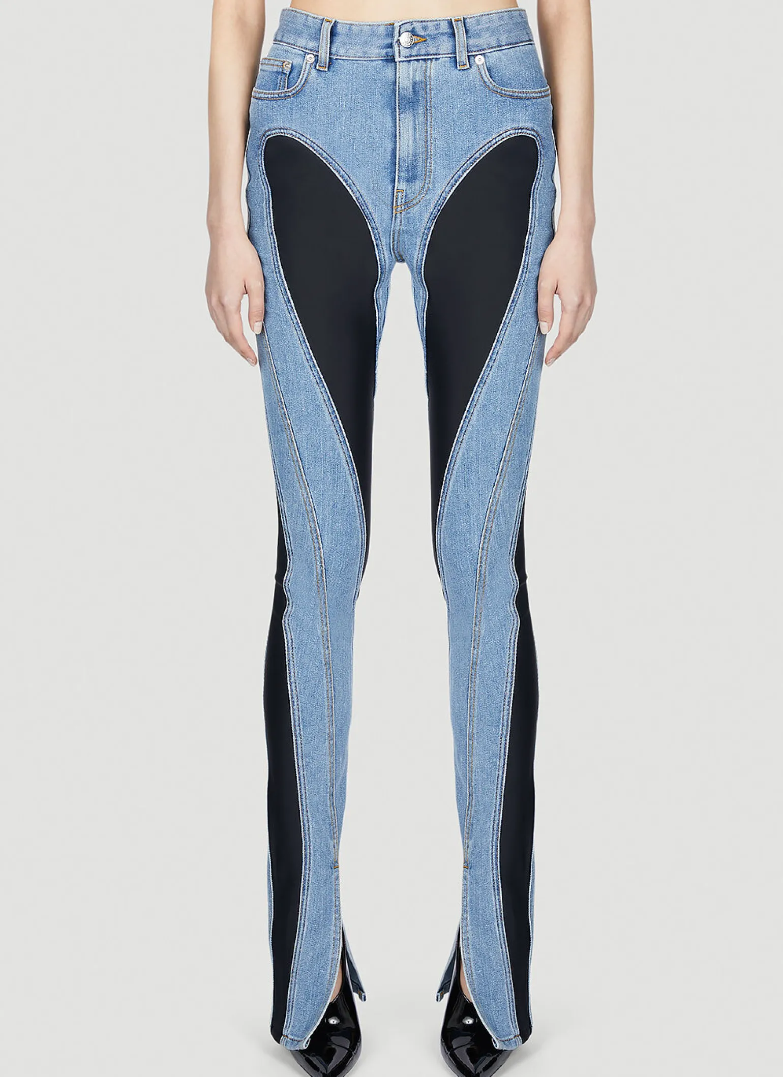 Structured Contrast Panel Jeans