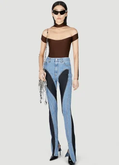 Structured Contrast Panel Jeans