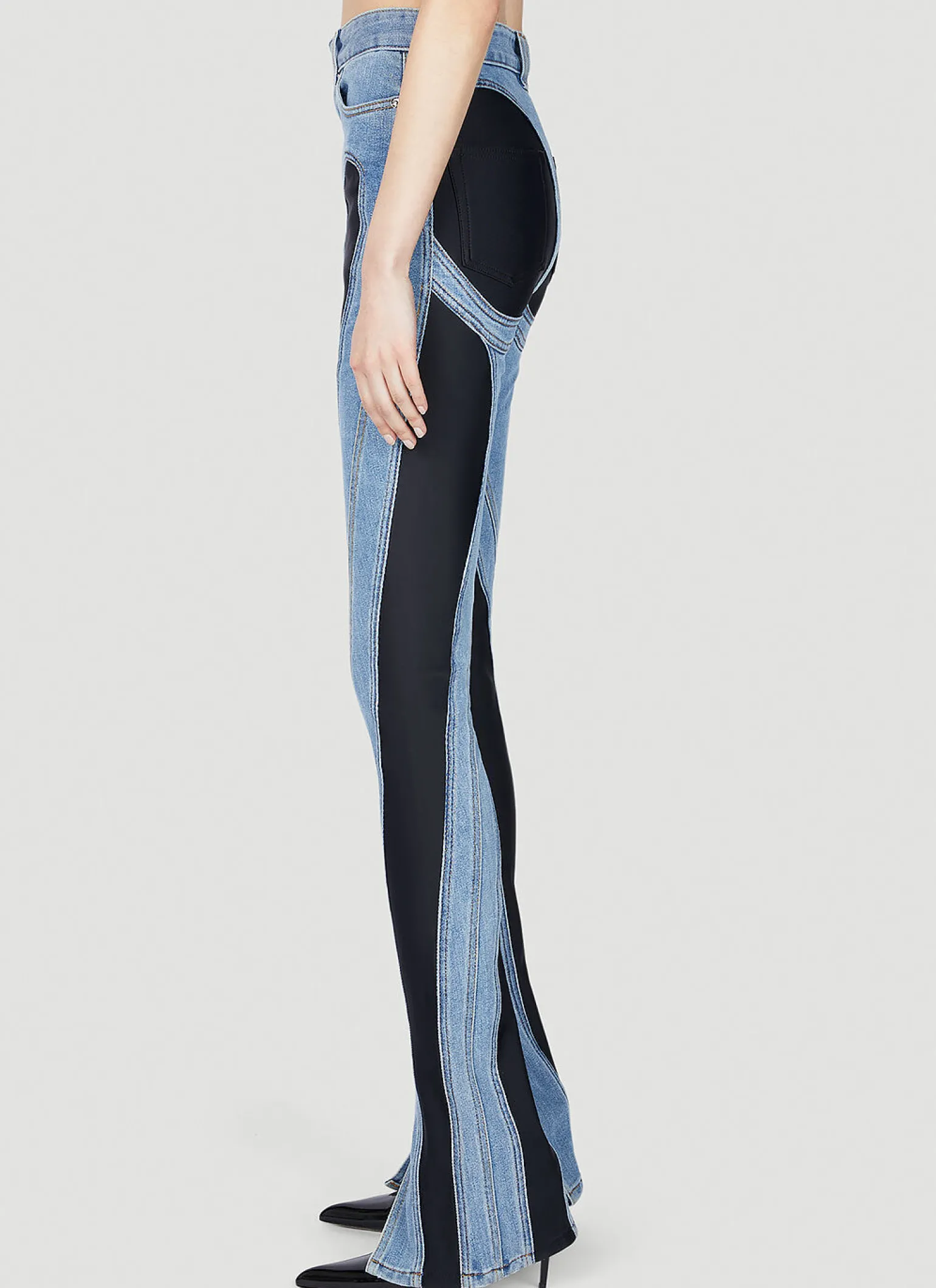 Structured Contrast Panel Jeans