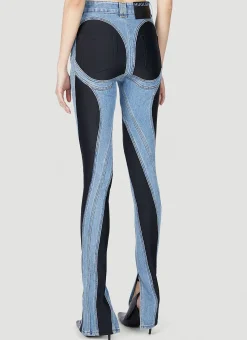 Structured Contrast Panel Jeans