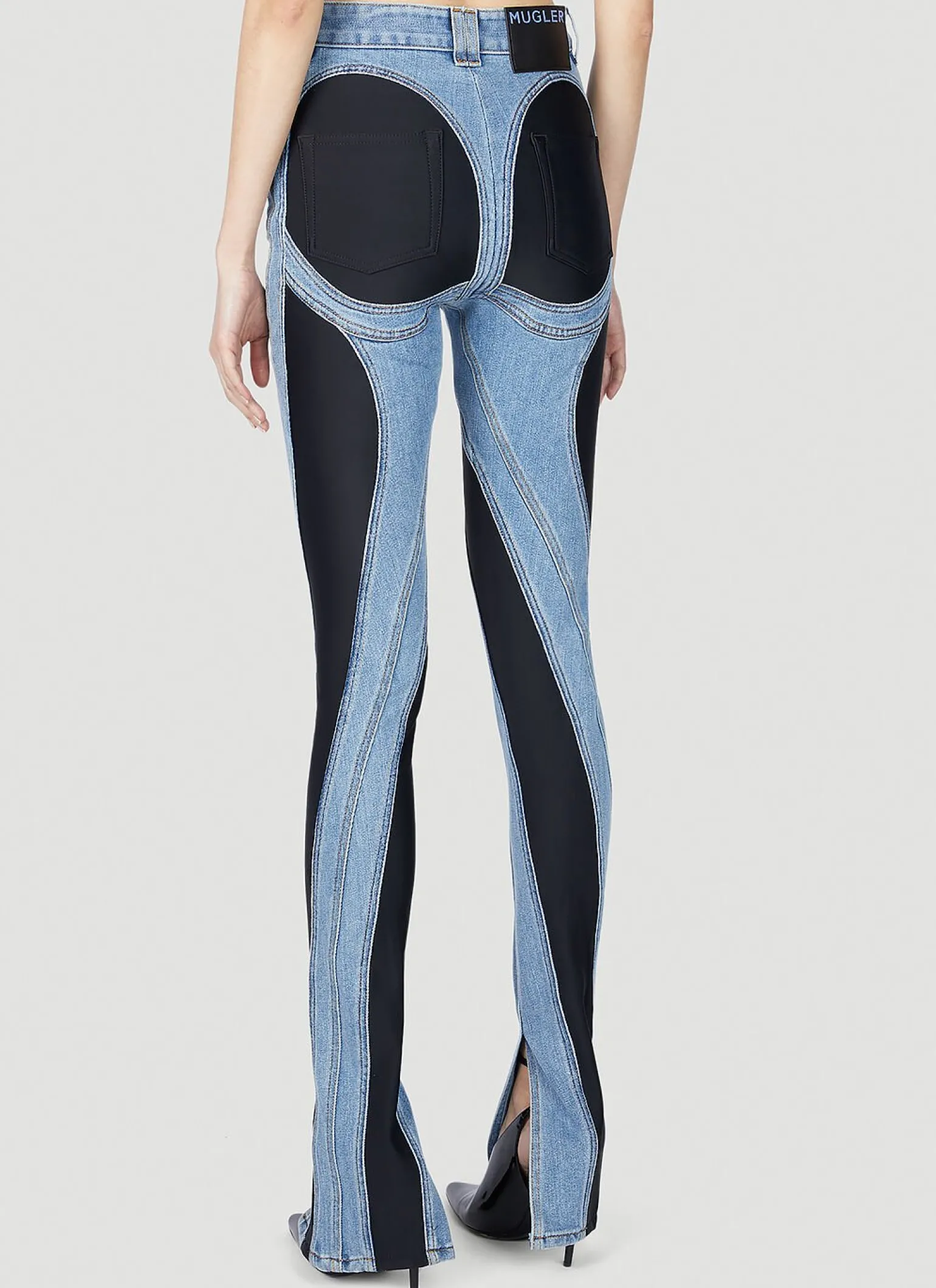 Structured Contrast Panel Jeans