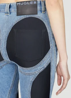 Structured Contrast Panel Jeans