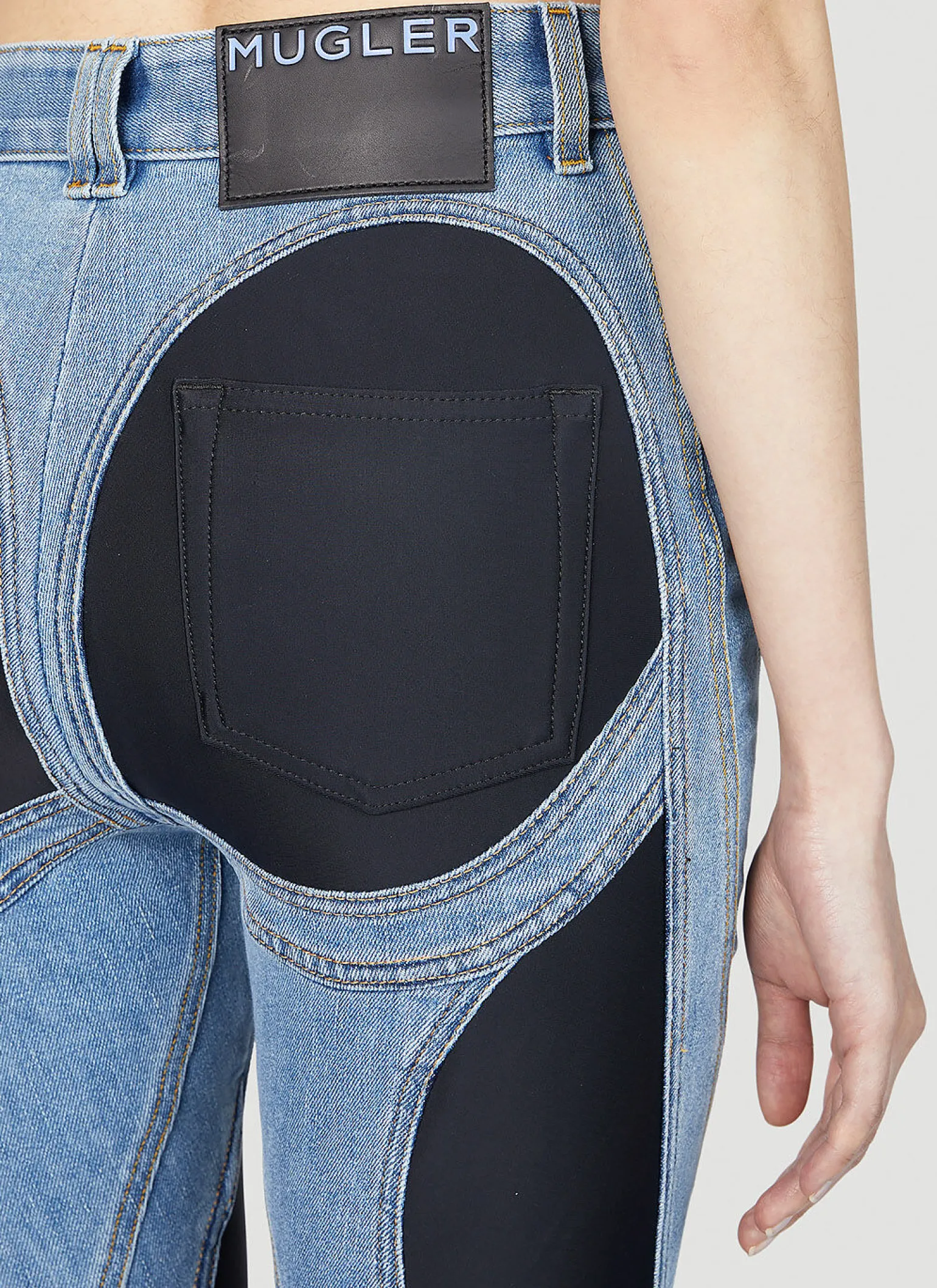 Structured Contrast Panel Jeans