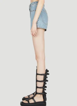 Studded Denim Shorts