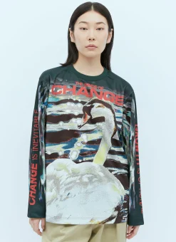 Swan Print Long Sleeve T-Shirt