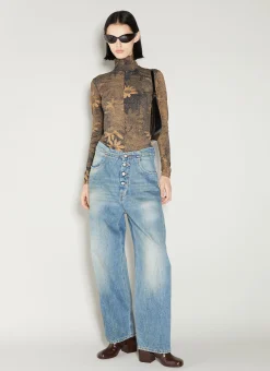 Tapered Button Jeans