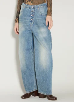 Tapered Button Jeans