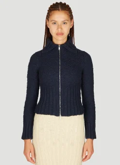 Textured Knit Zip-Up Cardigan