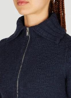 Textured Knit Zip-Up Cardigan