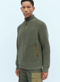 T-Neck Wool Knit Sweater