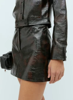Tortoise Vinyl Mini Skirt