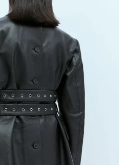 Triple Belt Faux Leather Blazer