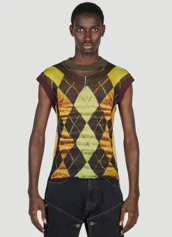 Trompe L'Oeil Argyle Sweater Top