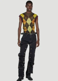 Trompe L'Oeil Argyle Sweater Top
