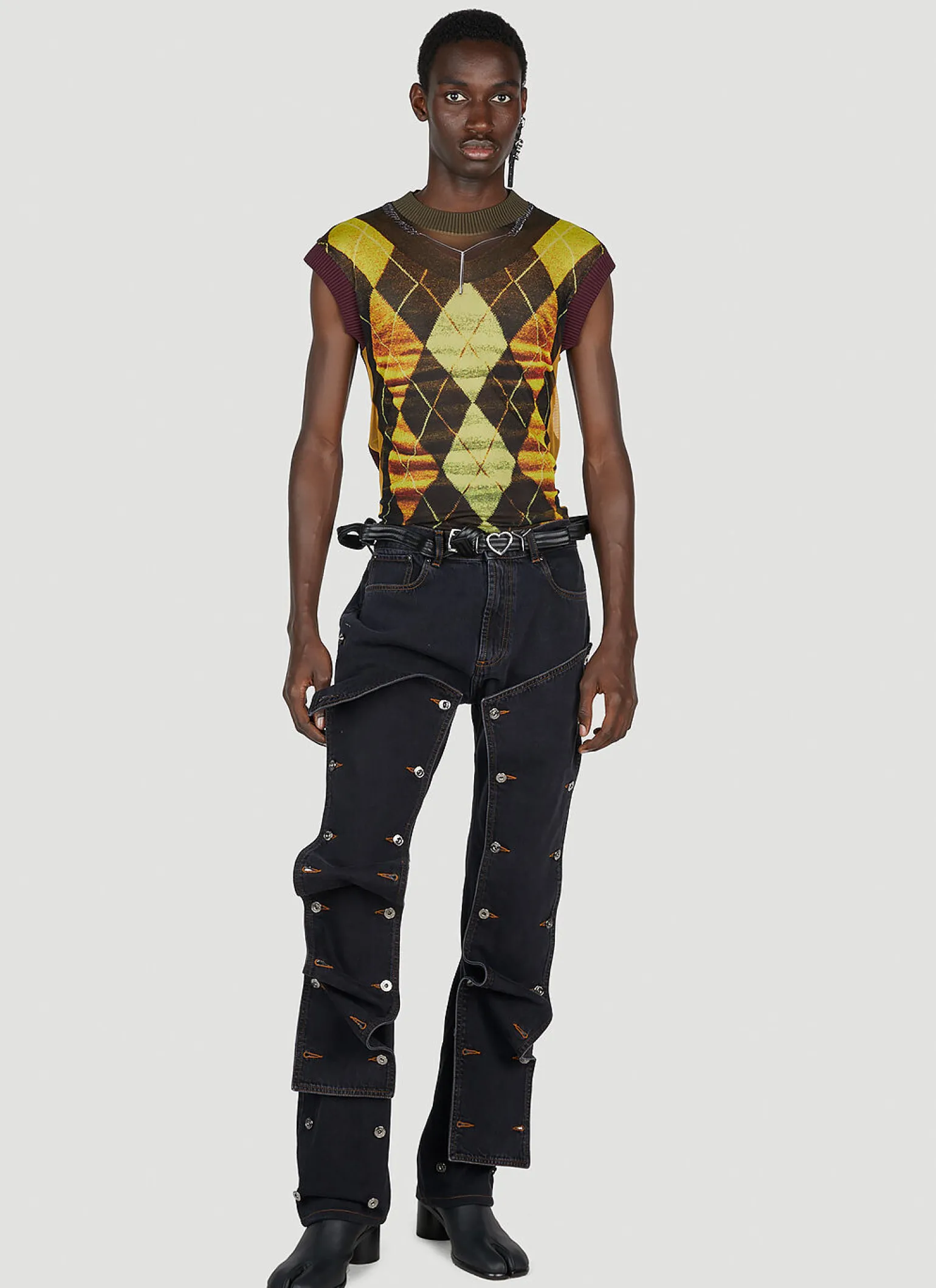 Trompe L'Oeil Argyle Sweater Top