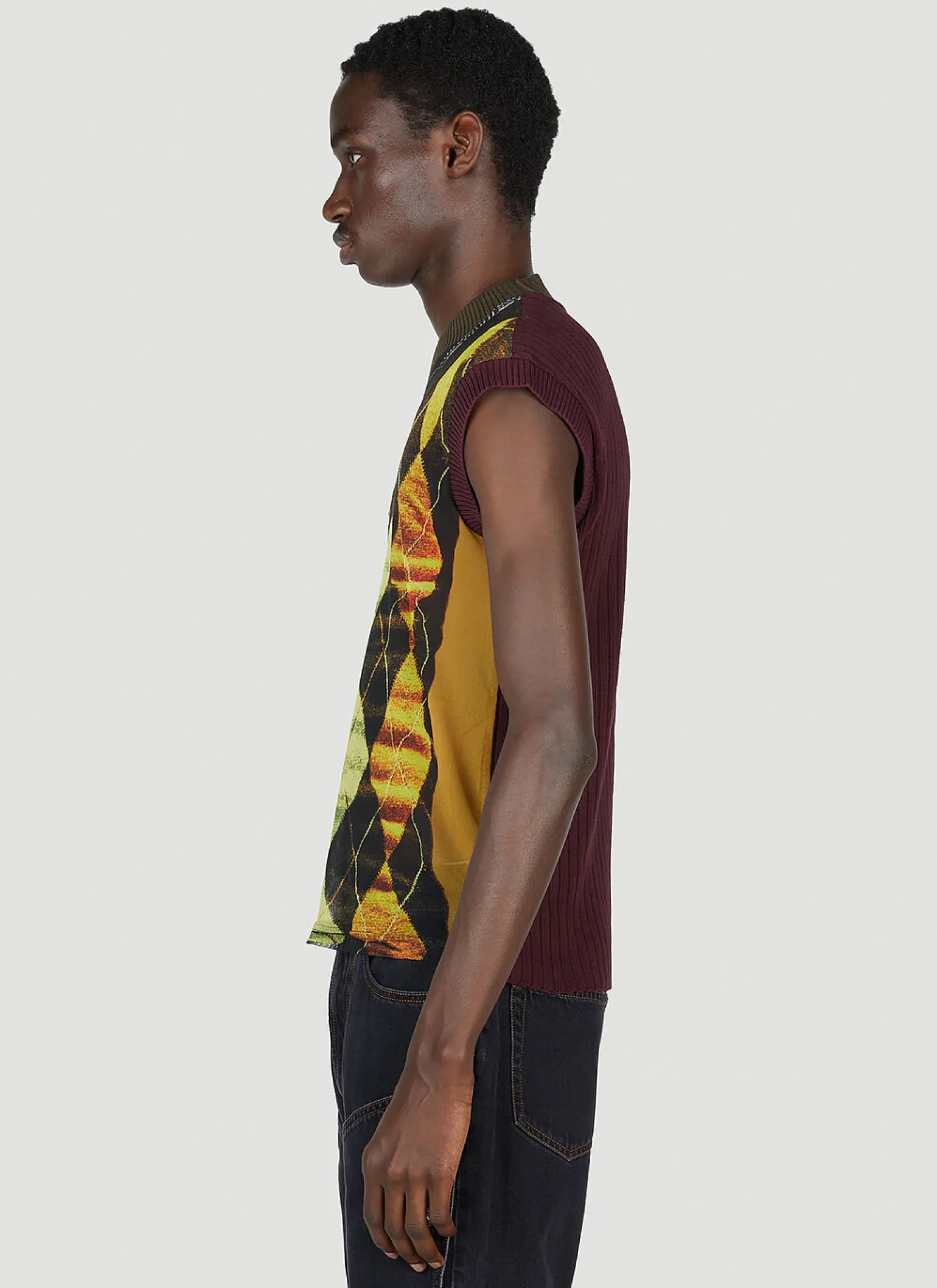 Trompe L'Oeil Argyle Sweater Top