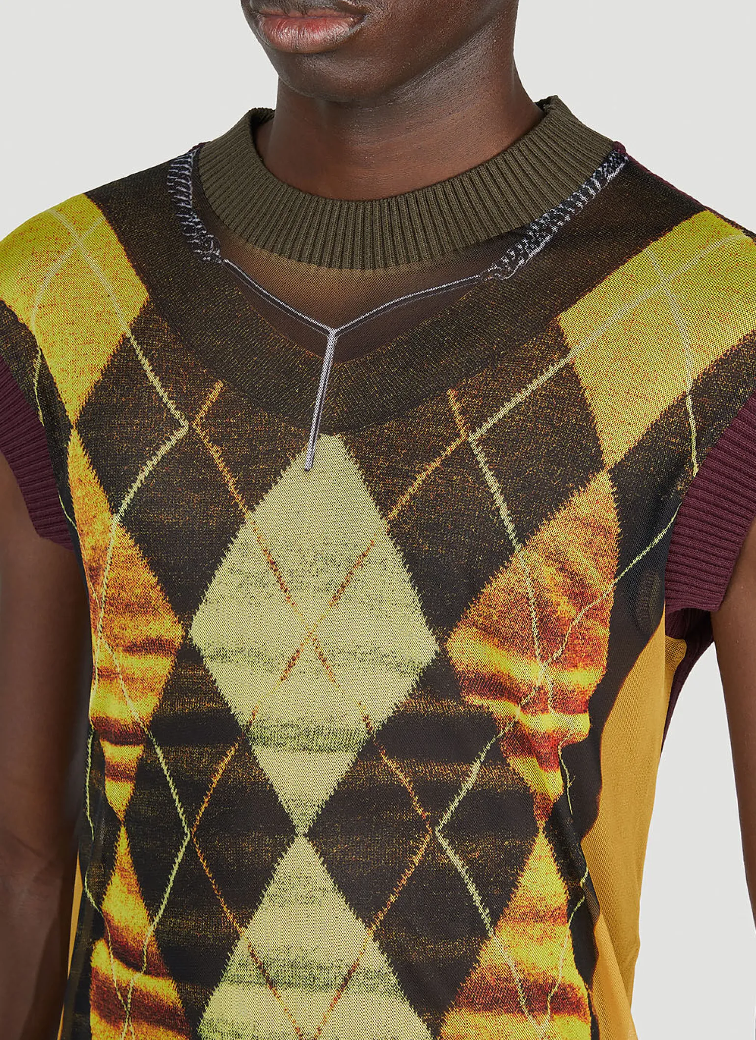 Trompe L'Oeil Argyle Sweater Top