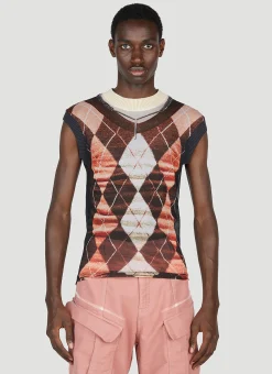 Trompe L'Oeil Argyle Sweater Top