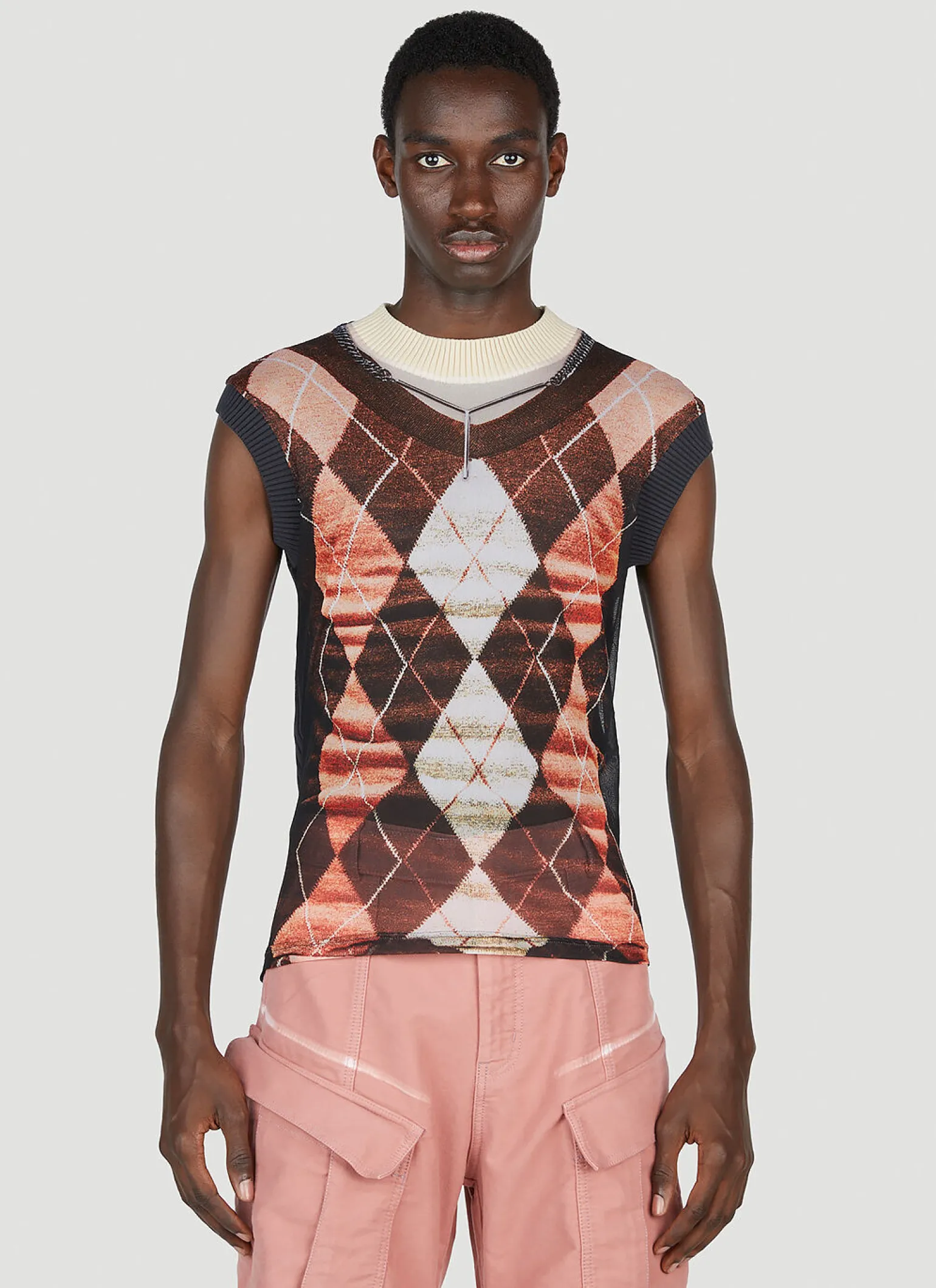 Trompe L'Oeil Argyle Sweater Top