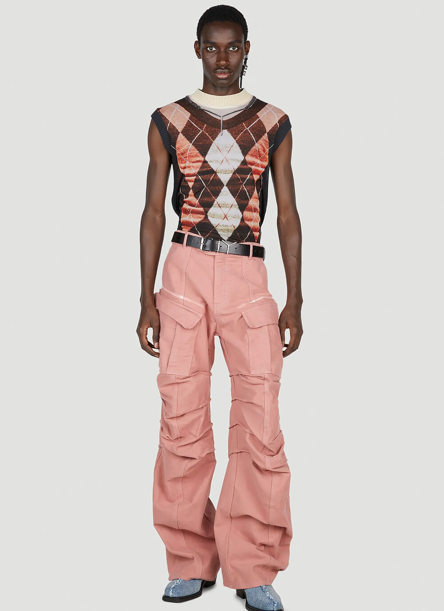 Trompe L'Oeil Argyle Sweater Top