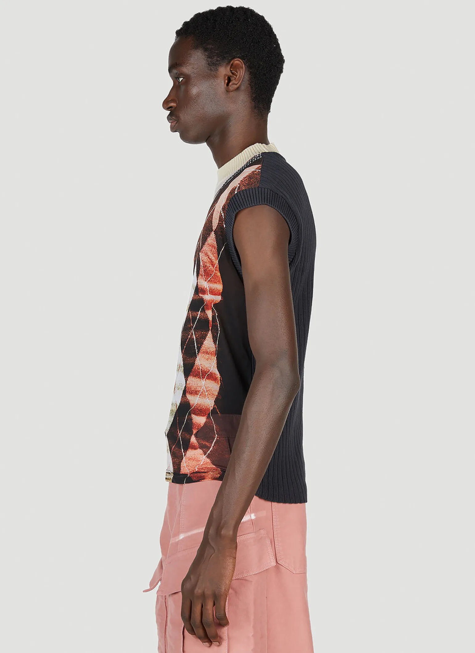 Trompe L'Oeil Argyle Sweater Top