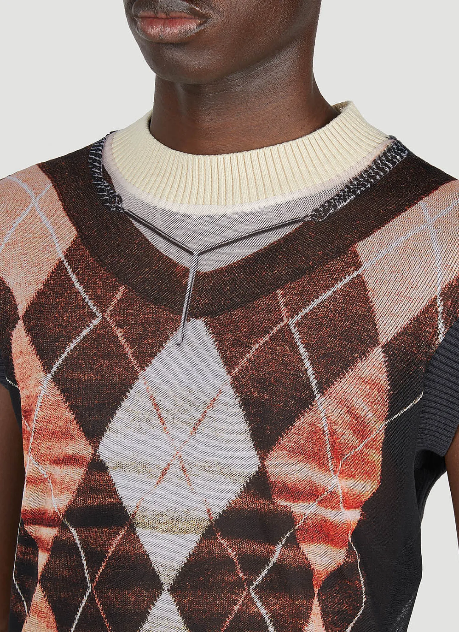 Trompe L'Oeil Argyle Sweater Top