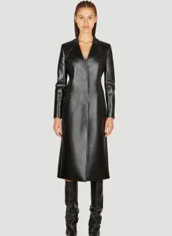 Trompe-Loeil Tailored Faxu Leather Coat