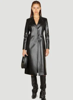 Trompe-Loeil Tailored Faxu Leather Coat