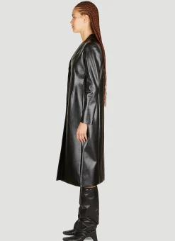 Trompe-Loeil Tailored Faxu Leather Coat