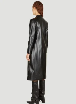 Trompe-Loeil Tailored Faxu Leather Coat