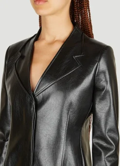 Trompe-Loeil Tailored Faxu Leather Coat