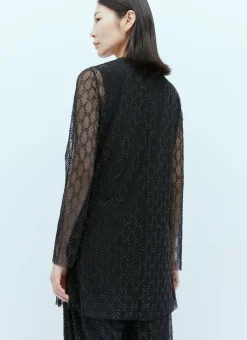 Tulle Interlocking Gg Crystal Mini Dress