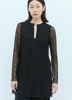 Tulle Interlocking Gg Crystal Mini Dress
