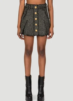 Tweed Pleated Mini Skirt