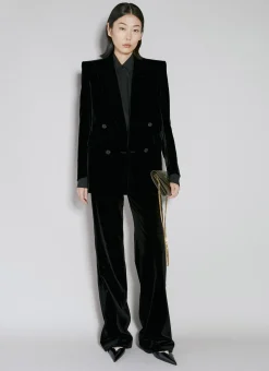 Velvet Double-Breasted Blazer