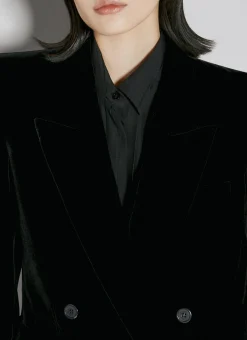 Velvet Double-Breasted Blazer