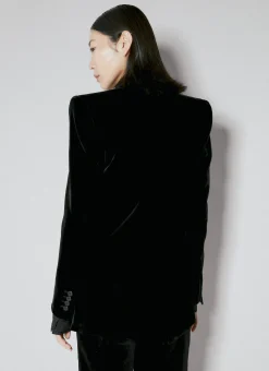 Velvet Double-Breasted Blazer
