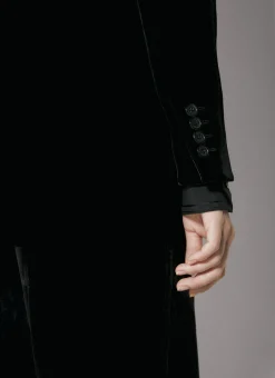 Velvet Double-Breasted Blazer