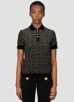 Velvet Monogram Jacquard Polo Shirt