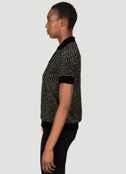 Velvet Monogram Jacquard Polo Shirt