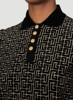 Velvet Monogram Jacquard Polo Shirt
