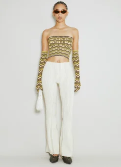 Wave Knit Bandeau Top With Glove Set